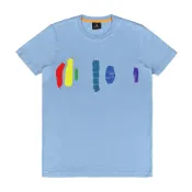PAUL SMITH 縮寫字母LOGO筆刷條紋塗鴉設計純棉短袖T(男款/淺藍)