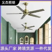 （可開發票）美式工業風傳統無燈吊扇 家用餐廳飯廳風扇 大風力五葉創意吊扇（滿額免運）