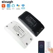 滿300出貨WiFi+RF433智能通斷器免布線隨意貼無線遙控開關遙控燈具暗盒白色iphone