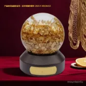 【金箔招財擺件】旋轉金箔水晶球 媽祖像 福氣擺件 金箔水晶擺件 招財擺飾 財位擺件 開運擺設 風水裝飾 居家擺飾 辦公室