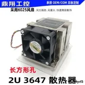 金錢豹2U散熱器3647側吹 長方形孔 高速溫控CPU. 主動式 熱管