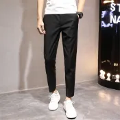 (店+)LARGE STORE 潮流素面窄版9分褲 微彈性褲 潮流9分褲 素面色褲 窄管褲 西裝褲 男生休閒褲(XK2009)