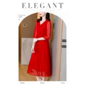 cod 大牌紅色真絲洋裝2024新款夏季氣質媽媽本命年大擺寬鬆桑蠶絲裙 fashion WSZZ