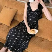 【K.W.】韓國空運輕棉麻性感豹紋高品質免穿搭洋裝(小香風/輕量涼感/洋裝/休閒/日系/通勤/渡假)