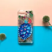 海龜游泳與羽羽 iPhone 閃光手機殼銀 Star