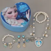 🔥冰雪奇緣 冰雪奇緣艾莎項鏈小女孩手鏈耳環戒指套裝公主首飾盒可愛公主飾品 愛莎 生日禮物