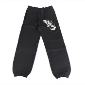 【Y-3 山本耀司】Y-3 英文布標LOGO純綿3口袋抽繩設計拉鍊門襟休閒長褲(黑)