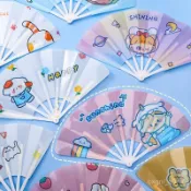 卡通折疊扇 學生禮品 ins禮品塑料扇兒童手持七折扇夏季隨身手搖小扇子 社區禮物H2616 F