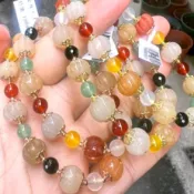 『晶鑽水晶』金絲玉(紫羅蘭) + 五行水晶招財手鍊 南瓜形 開運 納福