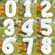 【新店特惠】32寸白色數字氣球美版鋁箔氣球乳白數字氣球氣球生日派對佈置批發