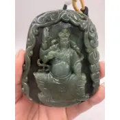 （附證書）天然翡翠關聖帝君武財神吊飾項鏈J205