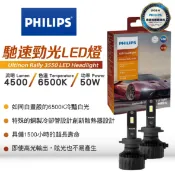真便宜 PHILIPS飛利浦 馳速勁光 高流明4500LM 6500K冷白光 LED燈泡-2入(H4/H7/H11/9005/9006/9012)