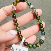 莫蘭迪墨油彩色彩碧璽6.5mm13.16g財富事業強磁場旺夫石帶藍碧璽