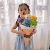 七彩微笑乒乓菊甜筒🍦花束 向日葵🌻甜筒乾燥花｜生日花束 | 兒童花束｜表演獻花｜畢業花束