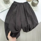 【兔巴叮童裝】棉的長褲兒童休閒褲夏季新款褲子韓版純色豎折燈籠褲CK182韓版帥氣寬鬆大童長褲百搭運動長褲速幹褲防蚊褲