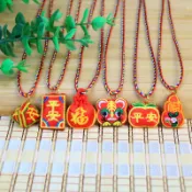 端午節五彩繩掛香包刺繡老虎頭葫蘆項鍊兒童掛脖小香包五彩繩項鍊