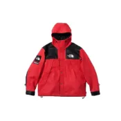 (店+)【Supreme】SUP-FW18-596 Supreme x 北面/THE NORTH FACE 聯名款 FW18 小羊皮美式潮流皮衣長袖夾克外套 男女同款 紅色