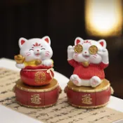 風鈴草百貨 招財貓2026轉轉擺件高級感小眾工位辦公室桌面創意可愛裝飾品