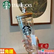 星意韓國星巴克杯子新品秋季小熊吸管杯大容量木紋蓋雙層隔熱玻璃杯女【電器鼠】