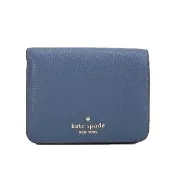 【KATE SPADE】Lena荔枝皮革對扣式零錢包短夾(軍藍色)