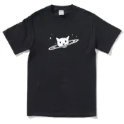 SATURN CAT 中性短袖T恤 黑色 土星貓宇宙行星動物毛小孩tee 現貨 快速出貨