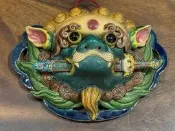 【啟秀齋】 林洸沂 交趾陶 富貴獅鎮 獅咬劍