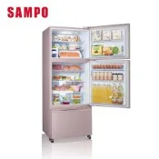 SAMPO聲寶 475公升1級能效星美滿玻璃三門變頻冰箱[箱損品] 琉璃粉 含基本安裝+舊機回收
