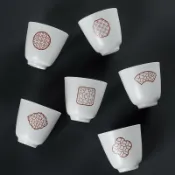 協貿國際日用品生活1館 陶瓷品茗杯家用手繪斗笠杯簡約功夫小茶杯6只禮盒裝小號茶盞