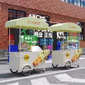 夜市地攤車 新款擺攤車 小喫車 移動展示小推車 移動攤位車 冰激淩售賣車夜市冷飲小推車可移動冰淇淋展示櫃商用擺攤車促銷車