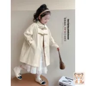 实拍免運🔥 女童春秋外套 兒童外套 女童牛仔襯衫春秋女童外套春裝2026新款韓版兒童中長款風衣春秋款寶寶洋氣休閒上衣