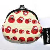 (店+)達摩 不倒翁 珠扣包 口金包 零錢包 棉質 日本製 12.5x11x3cm pd265