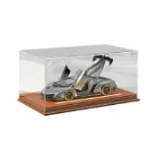 (店+)【臺灣現貨】防塵罩 高透pvc 帶燈防塵罩 1:18 皮革底座PVC透明防塵罩汽車模型可帶燈送場景高級展示盒