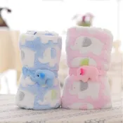 Coral Fleece Cartoon Elephant Printing Baby Cape Rolls Carpe
