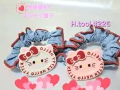 Hello Kitty 小盤子 牛仔 造型 髮圈 腸圈 馬尾 髮飾226