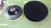六角轉M10接桿+5吋魔鬼氈橡膠磨盤+6吋打蠟海綿(衝擊起子機或插電式電鑽皆適用)(讓您的充電電鑽變打蠟機)(編號打蠟A