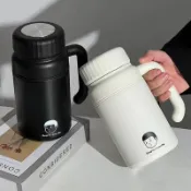 隔日到貨🔥1000cc大容量保溫杯 寬口陶瓷保溫杯 陶瓷保溫瓶 不鏽鋼學生水杯 高顏值 帶把手杯子 學生水壺