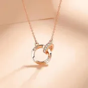 (店+)【KT DADA】純銀項鍊 雙環項鍊 鉑金項鍊 頸鍊 鎖骨鍊 戒指項鍊 項鍊女 生日禮物 氣質項鍊 女生飾品 送禮