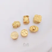 ALGD-YY618飾品廠家直出強保色沙金元寶福字錢袋銅線蓮花隔珠吊墜diy手鏈轉運珠配件