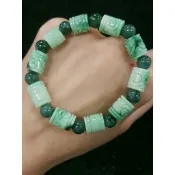 天然緬甸玉A貨翡翠雕刻路路通 手珠 手鍊 手串