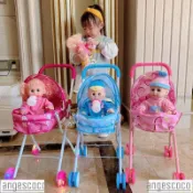🛒购物超商出貨兒童過家家推車玩具 仿真嬰兒喝水娃娃 軟膠寶寶 燈光購物車推車玩具 男女孩童生日禮物