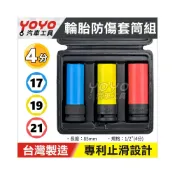 (店+)四分輪胎套筒 三件組 4分(1/2“) 17mm 19mm 21mm 三齒面 輪胎 防傷套筒 台灣製