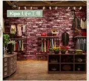 KIPO-3D立體凹凸加厚壁紙-磚牆 磚塊 壁貼 壁紙 文化石PVC耐擦洗--可施工-磚紅色