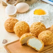 【愛合購】【給力食品】冰心泡芙 法式牛奶 巧克力牛奶 牛奶 卡士達 口味 (附塑膠提袋)
