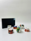 古瓷堂日本回流瓷器 日本回流 九谷燒 時代畫風功夫茶杯 禮盒裝 一套六只 木米 八郎 莊三 永樂 福字款 六種風格 精美畫片 自用送禮首選 茶具收藏