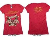 Ed Hardy 女短袖 T 恤 Love Kills 愛心骷顱 彩鑽 刺青潮牌 紅色 XS 【以靡正品 imy88】