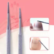 不銹鋼指甲銼與清潔器組–雙頭腳趾甲翹起器、足部護理工具、指緣推平器–無香味–足部修護工具