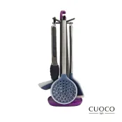 (918直播)【CUOCO】精緻廚具五件組(湯勺+濾勺+煎鏟+料理夾+掛座)