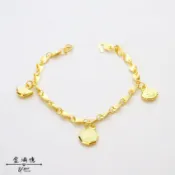 黃金手鍊【福氣三寶】金元寶 鎖片 八卦造型 小朋友純金手鍊 彌月金飾 9999純金