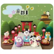 Dreamerhous額日式樹脂貓擺件可愛喝茶貓家居桌面擺件京都金閣寺櫻花小擺件