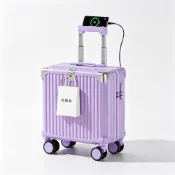 (店+)免運 日系輕奢 浪漫薰衣草紫18吋行李箱 韓系美型鋁角行李箱 登機箱 橫式商務箱 拉桿防刮硬殼/出國推薦